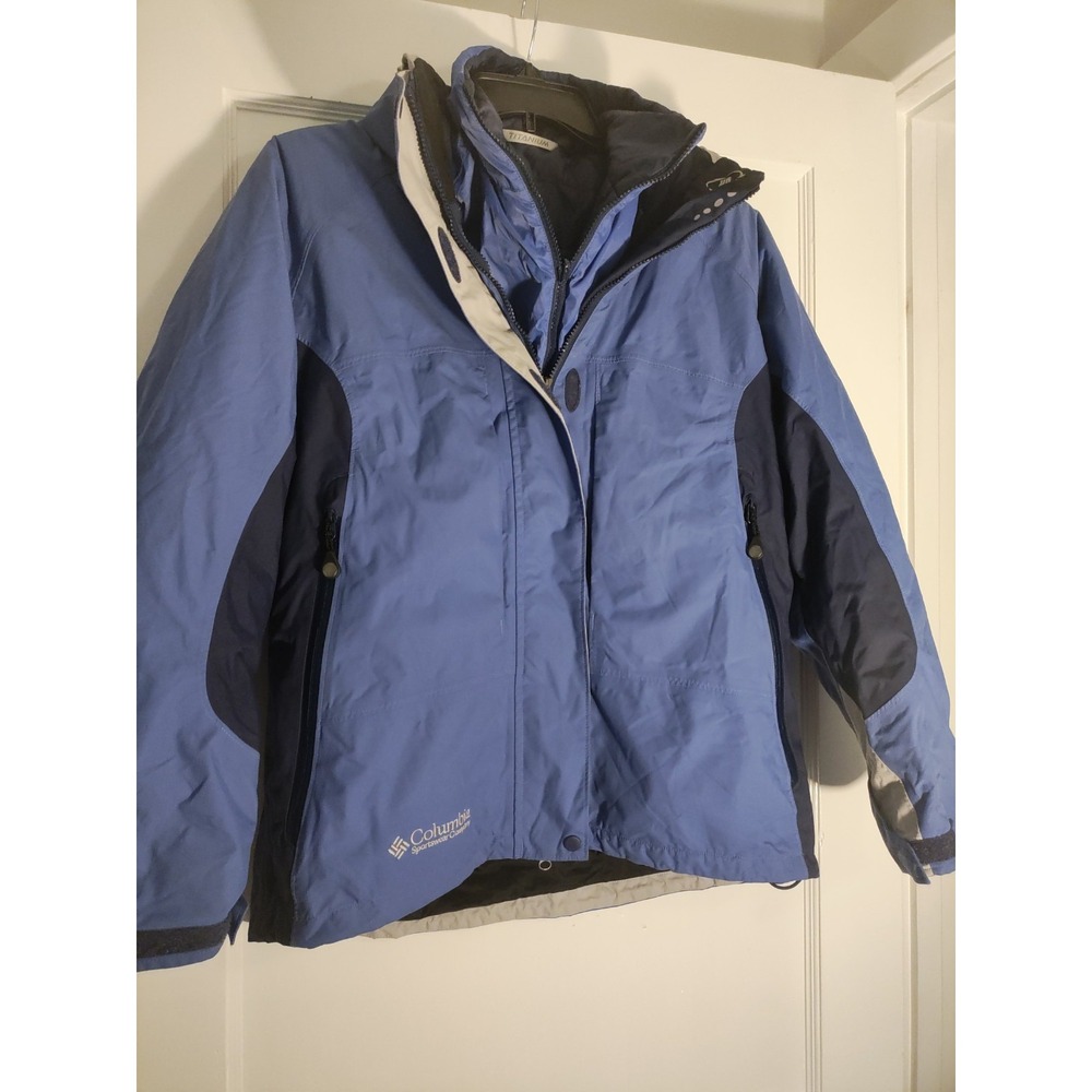 Columbia Womens Large Titanium Interchange OmniTech Hooded Ski Jacket Waterproof